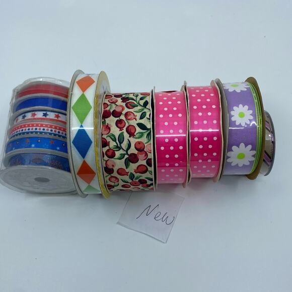 Ribbon lot gift wrap crafting scrapbooking assorted colors and patterns - Picture 4 of 13